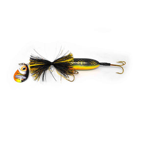 View of Bucktails Spanky Baits Pugsly 10 Bucktail Black Perch available at EZOKO Pike and Musky Shop