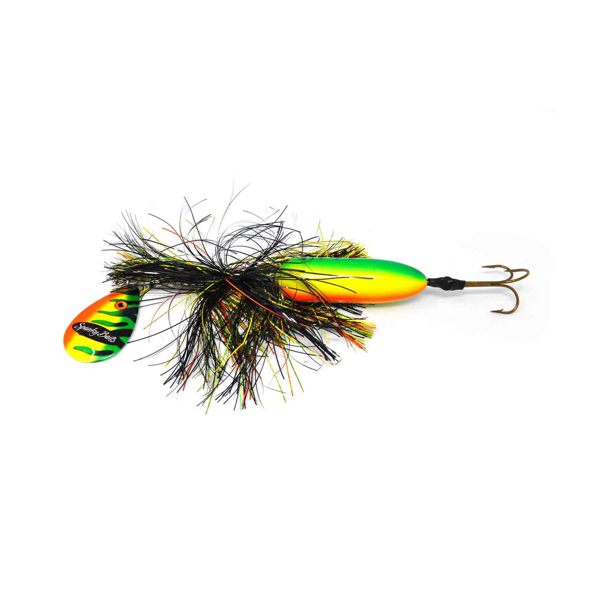 View of Bucktails Spanky Baits Pugsly 8 Bucktail Glitter Perch available at EZOKO Pike and Musky Shop