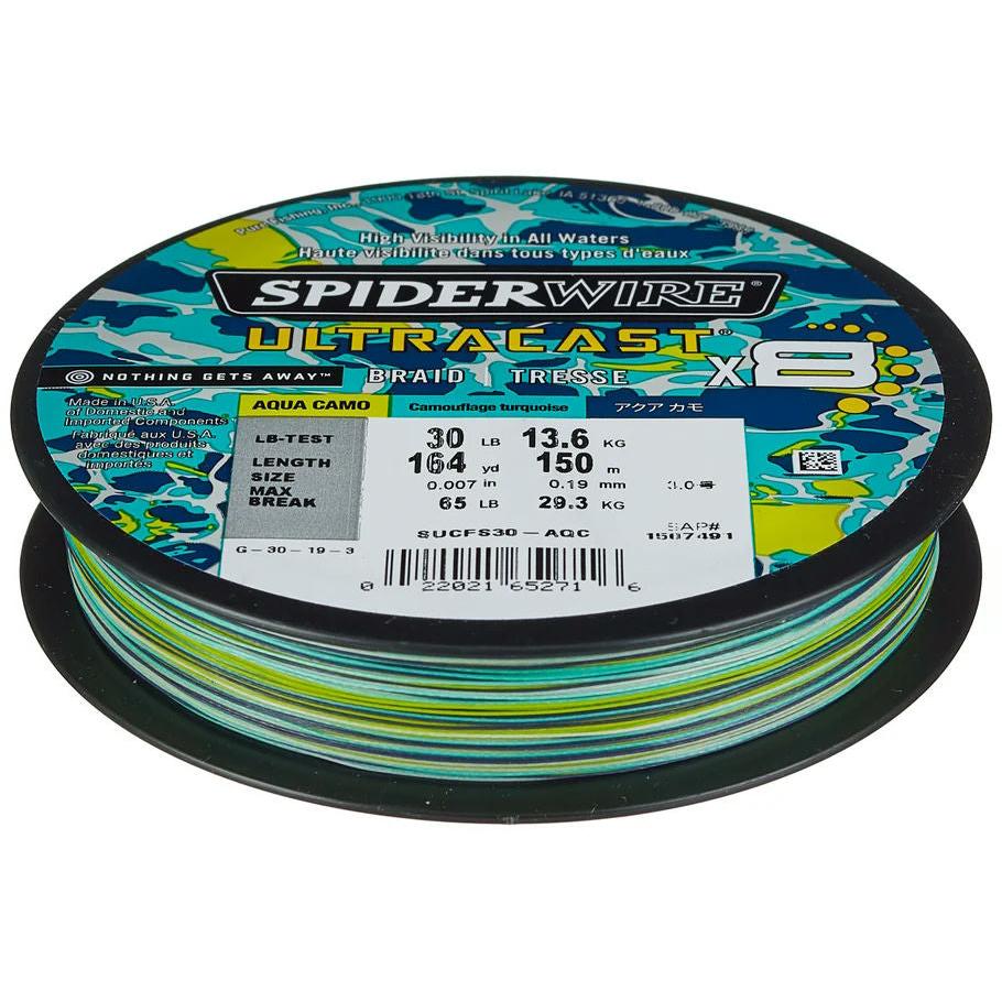 View of Braided Line SpiderWire Ultracast Braid 100 lbs Aqua Camo available at EZOKO Fishing