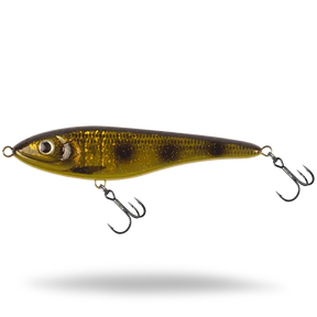View of Jerk-Glide_Baits Strike Pro Big Bandit Slow Sink Glide Bait Spotted Bullhead available at EZOKO Pike and Musky Shop