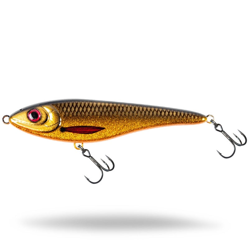 View of Jerk-Glide_Baits Strike Pro Big Bandit Slow Sinking Glide Bait Golden Roach available at EZOKO Fishing