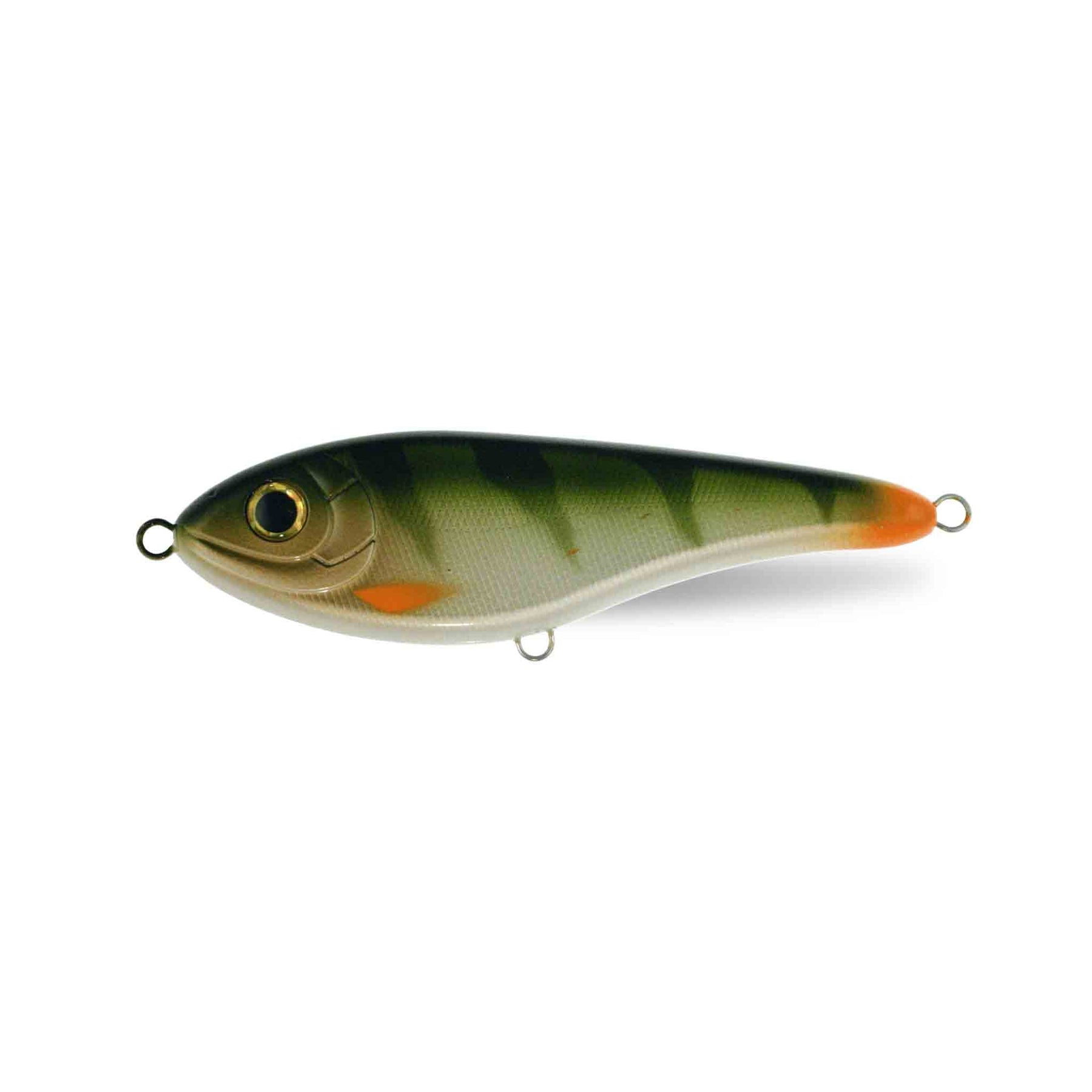 View of Jerk-Glide_Baits Strike Pro Buster Jerk II Suspending Glide Bait Naturel Perch available at EZOKO Pike and Musky Shop