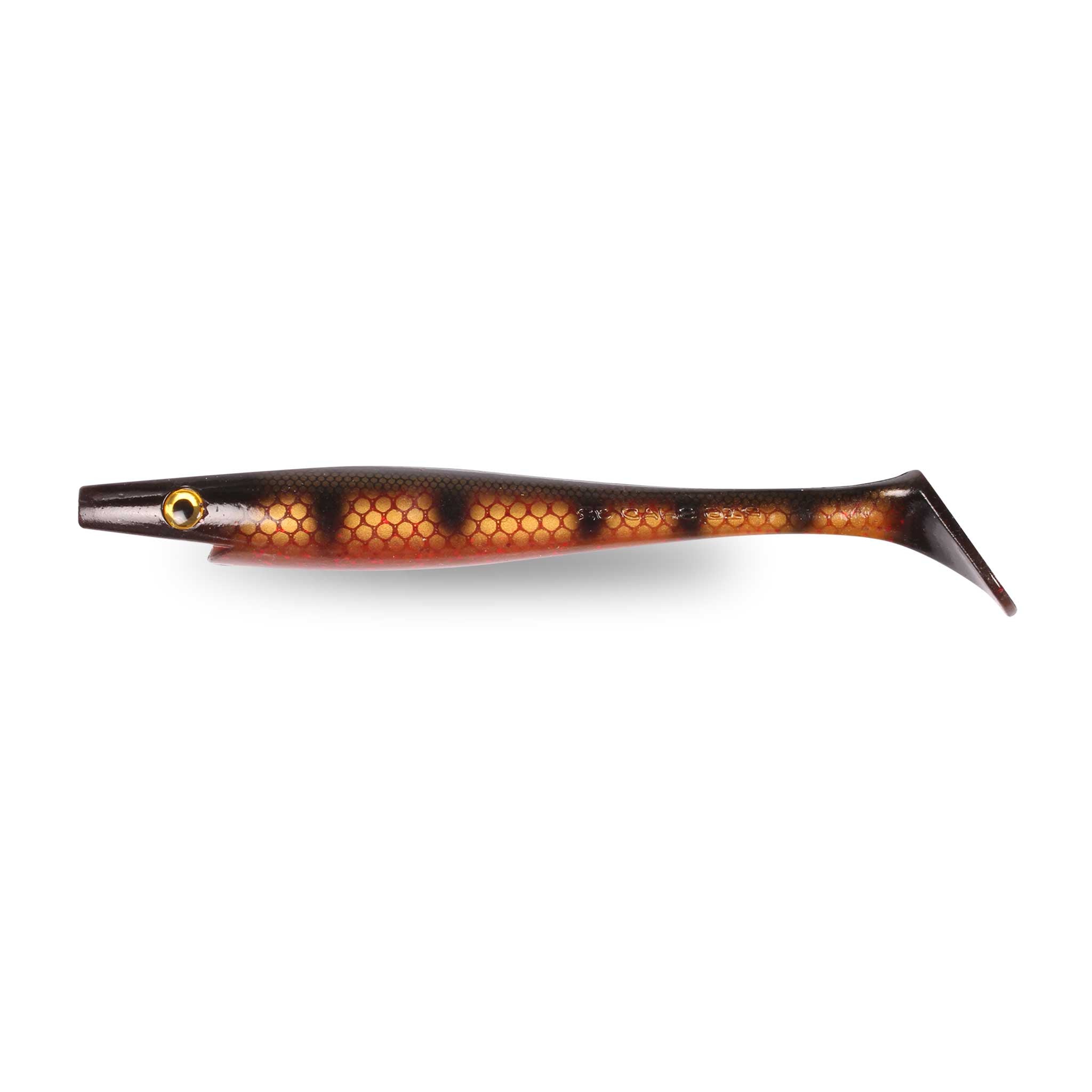 View of Swimbaits Strike Pro Giant Pig Shad Swimbait Black Okiboji Perch available at EZOKO Fishing