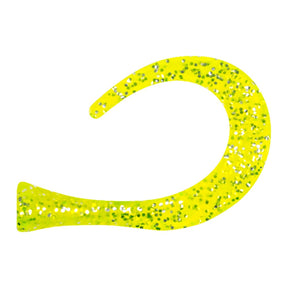 View of Replacement_Tails Strike Pro Guppie DS Curly Tails (3pk) Green / Gold Glitter available at EZOKO Pike and Musky Shop