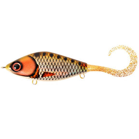 View of Jerk-Glide_Baits Strike Pro Guppie Glide Bait Golden Ridgeback / Gold Glitter available at EZOKO Pike and Musky Shop