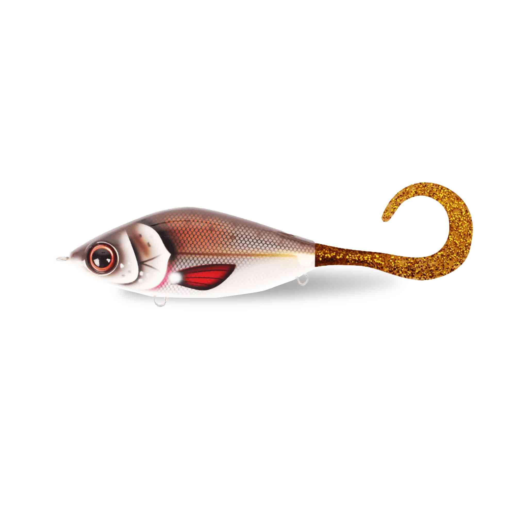 View of Jerk-Glide_Baits Strike Pro Guppie Jr Shallow Glide Bait Brown Shugga / Motoroil Glitter available at EZOKO Fishing