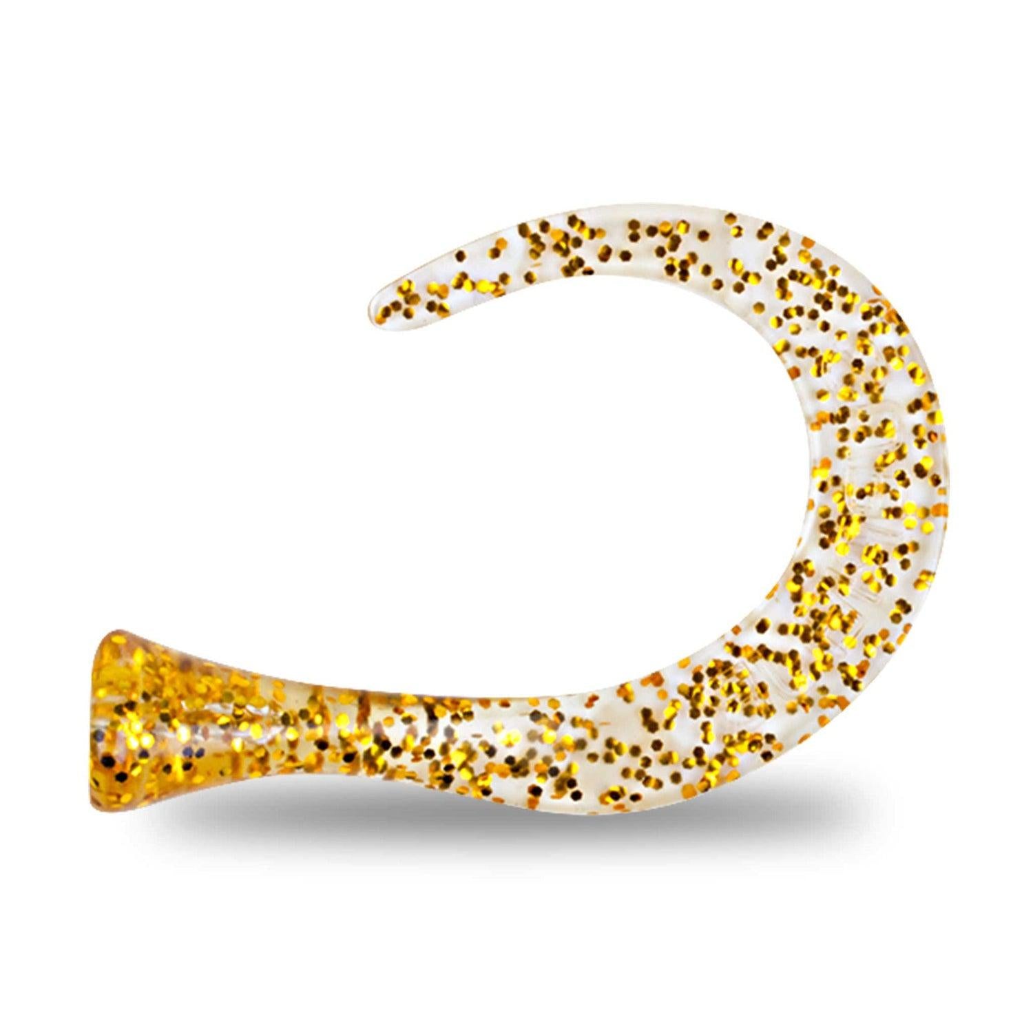 Strike Pro Guppie JR Tail 3 curly / 1 paddle Gold / Gold Glitter Replacement Tails