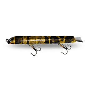 View of Dive_And_Rise Suick Non-Weighted Thriller 7" Dive And Rise Bait Gold Black Swirl available at EZOKO Fishing