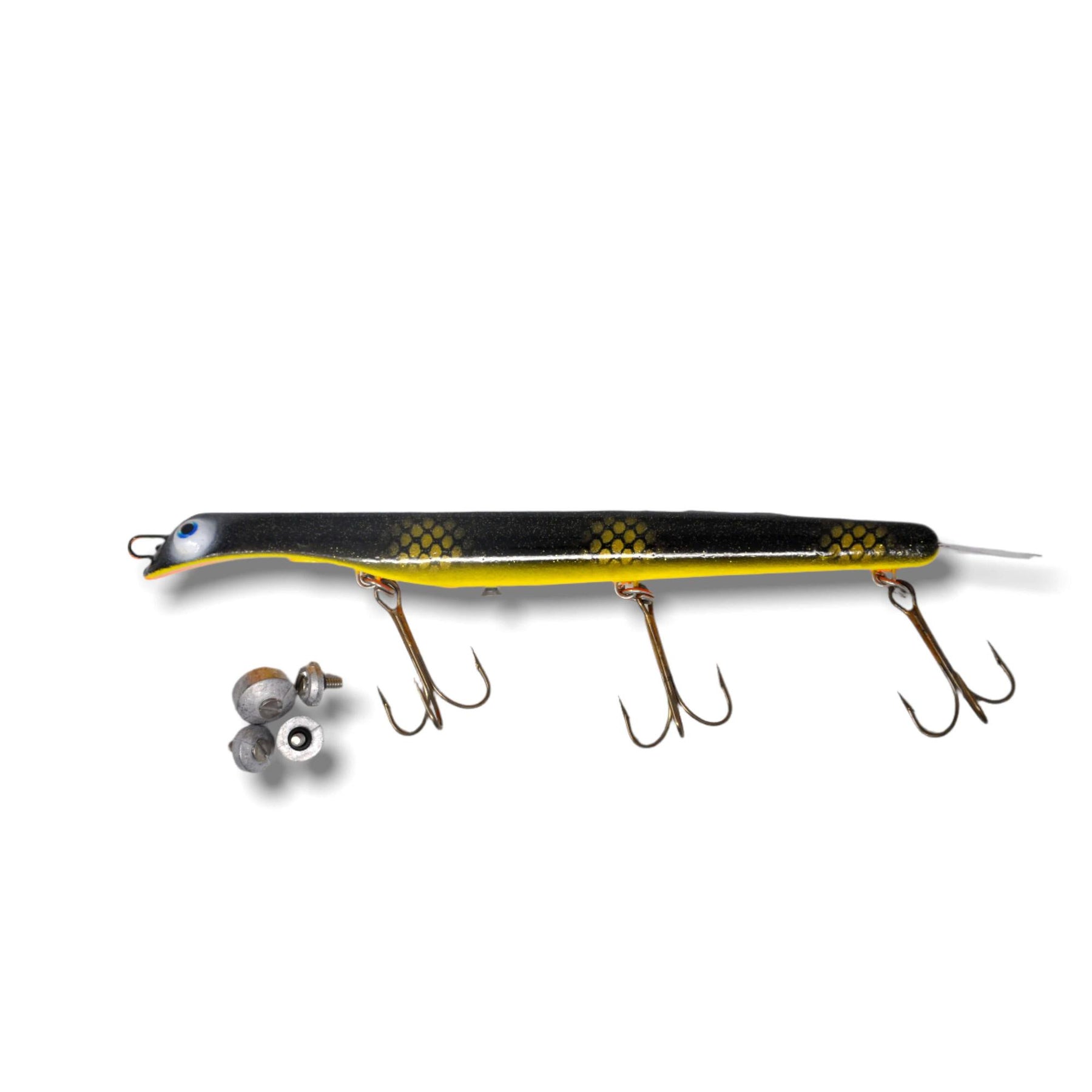 View of Dive_And_Rise Suick Thriller Adjustable Weight High Impact 9" Dive And Rise Bait Black Perch available at EZOKO Pike and Musky Shop