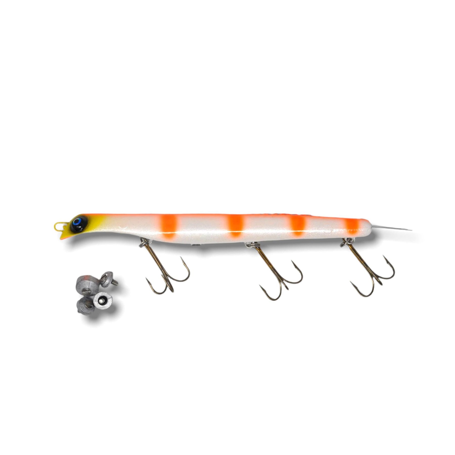 View of Dive_And_Rise Suick Thriller Adjustable Weight High Impact 9" Dive And Rise Bait Orange Sherbert available at EZOKO Pike and Musky Shop