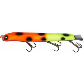 View of Dive_And_Rise Suick Thriller High Impact 10" Dive And Rise Bait Orange Black Dots available at EZOKO Pike and Musky Shop