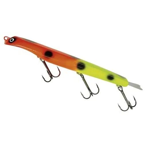 View of Dive_And_Rise Suick Thriller High Impact 9" Dive And Rise Bait Orange Black Dots available at EZOKO Fishing