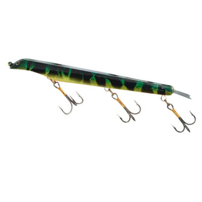 View of Dive_And_Rise Suick Weighted Magnum Thriller 12" Dive And Rise Bait Tiger Swirl available at EZOKO Pike and Musky Shop