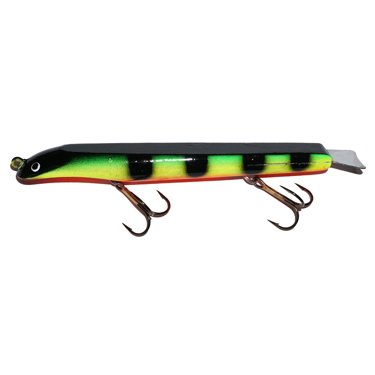 View of Dive_And_Rise Suick Weighted Thriller 7" Dive And Rise Bait Fire Tiger available at EZOKO Pike and Musky Shop