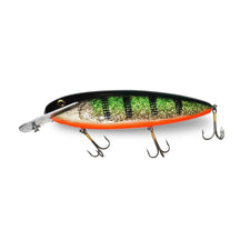View of Crankbaits Supernatural Big Baits HeadLock 10" Orange Belly Glitter Perch available at EZOKO Pike and Musky Shop