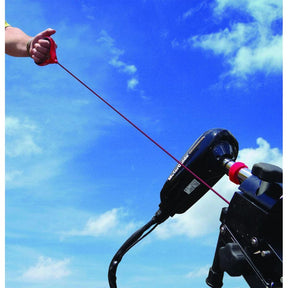 Live photo of a man holding the TH MArine Trolling motor clamp to stoy a MotorGuide motor