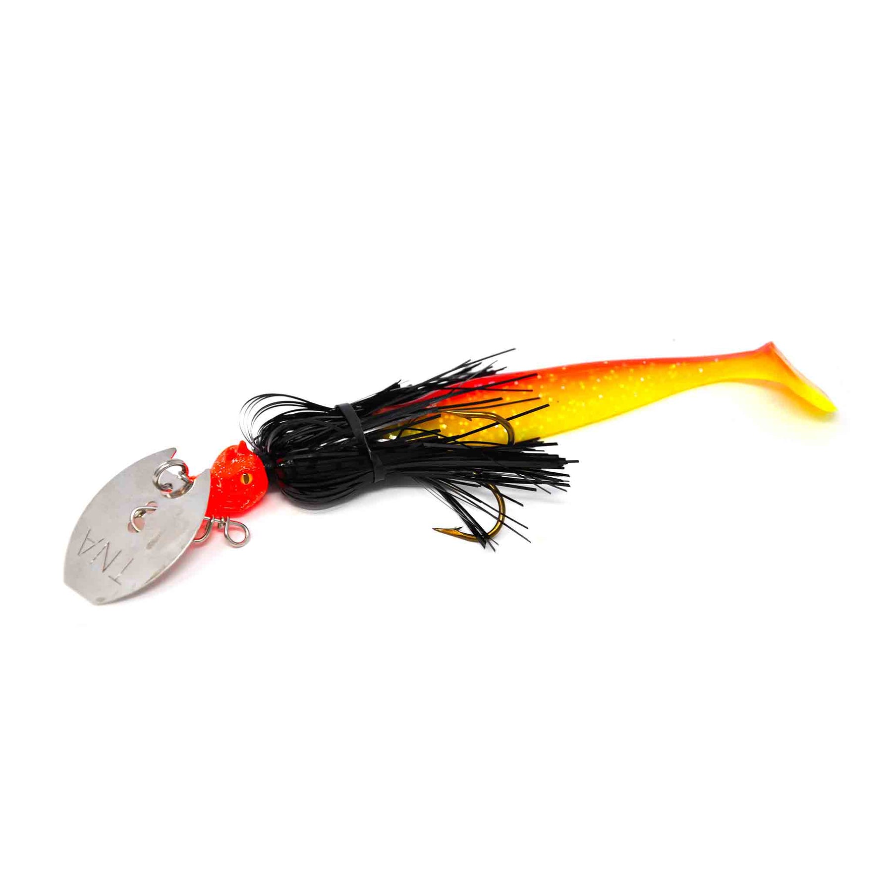 View of Chatterbaits TnA Tackle Micro Waggin Dragon Chatterbait Black Flame available at EZOKO Pike and Musky Shop