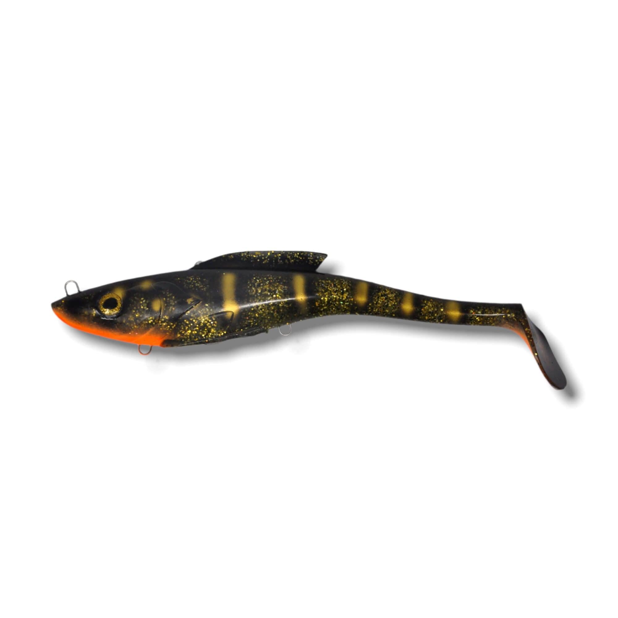 View of Swimbaits Toddy Tickle Baits 11" Warhammer Show colors Go Flek Black Perch available at EZOKO Pike and Musky Shop