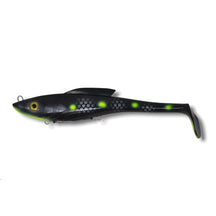 View of Swimbaits Toddy Tickle Baits Warhammer Swimbait Black / Chartreuse available at EZOKO Pike and Musky Shop