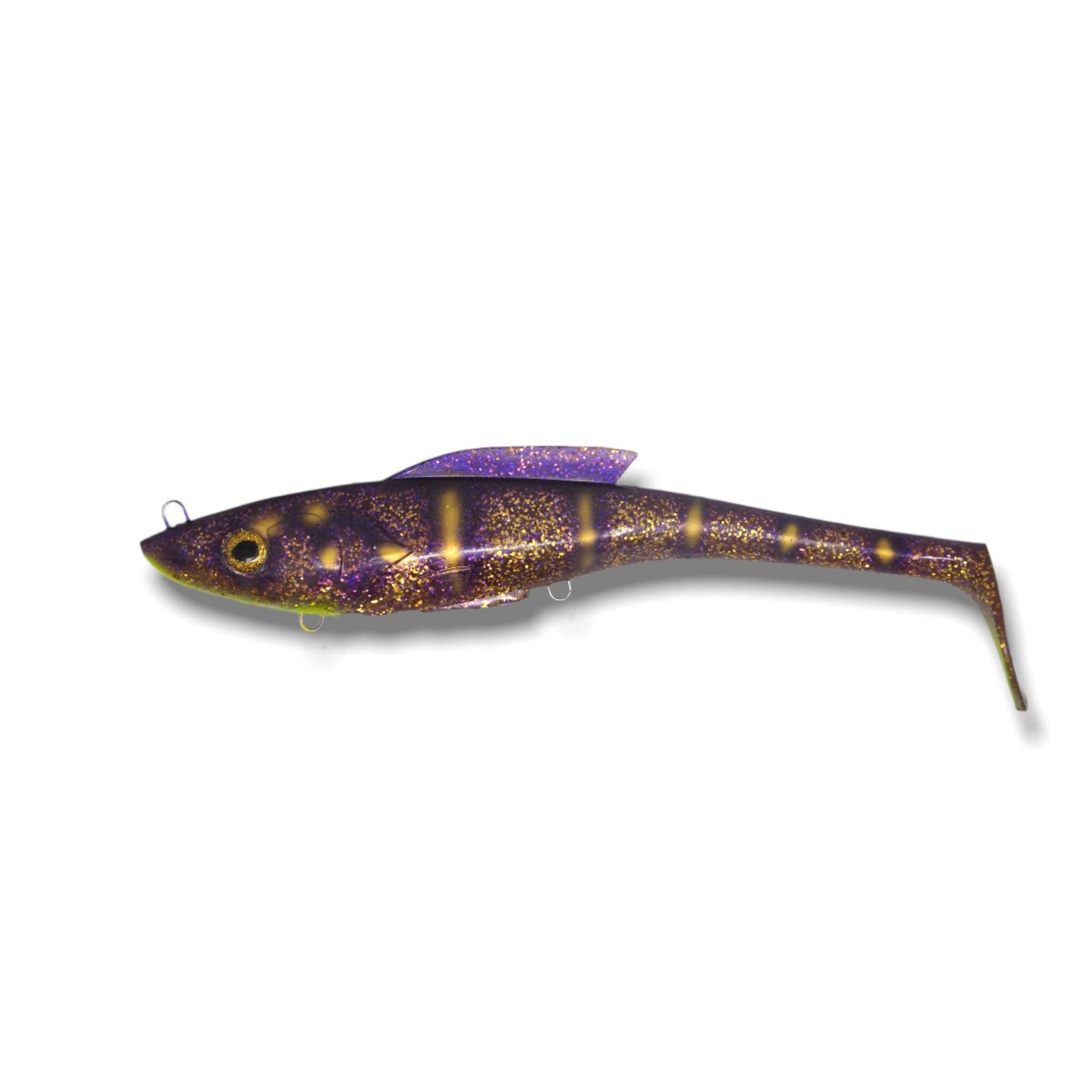 View of Swimbait Toddy Tickle Baits 14" Warhammer Show colors Queenies Crown Royal available at EZOKO Pike and Musky Shop