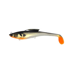 View of Swimbait Toddy Tickle Baits 14" Warhammer Swimbait Color Shift Black and Orange Magic available at EZOKO Pike and Musky Shop