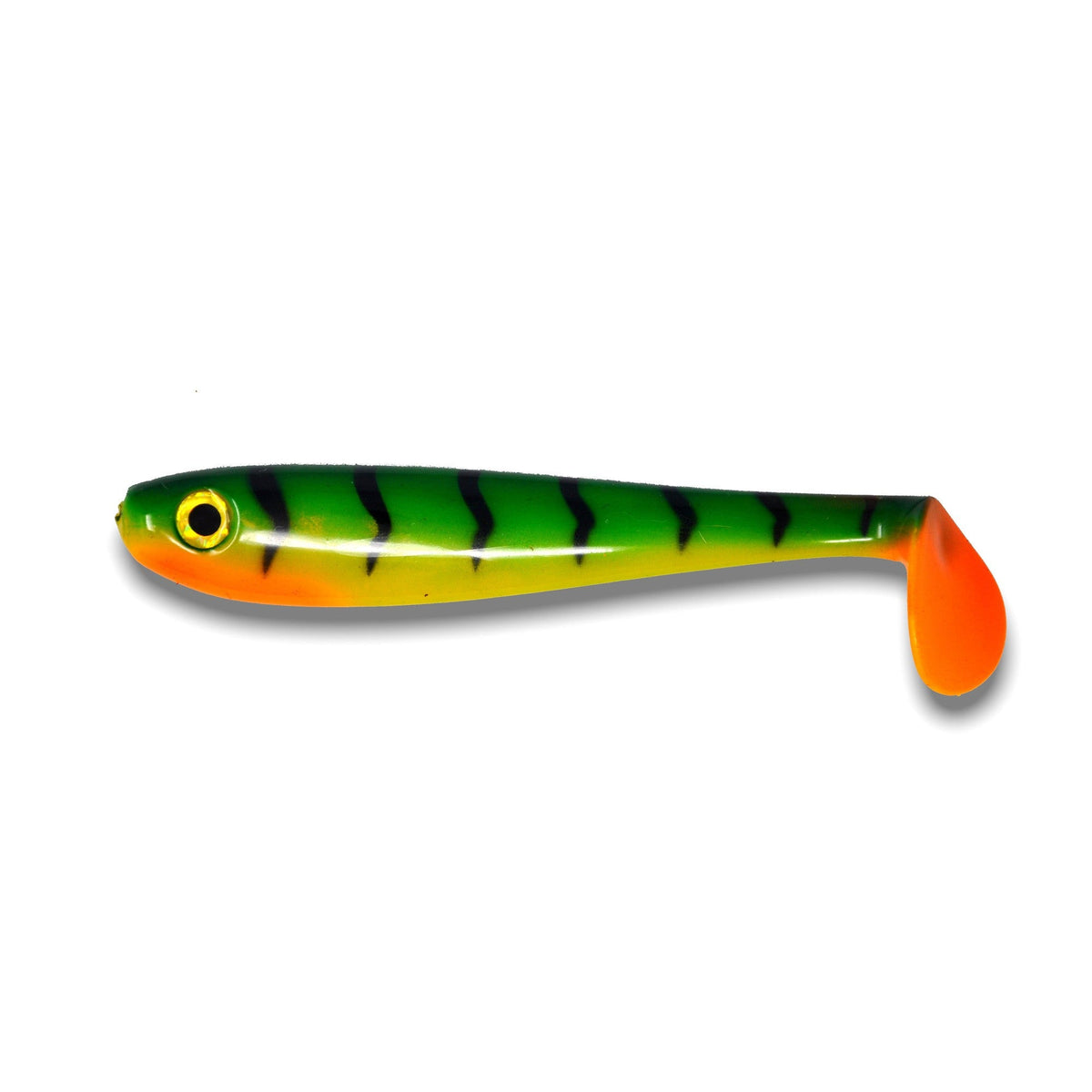 View of Tots Esox 6'' Swimbait Fire Tiger available at EZOKO Pike and Musky Shop