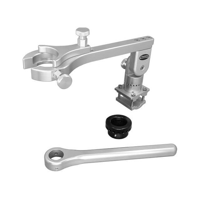 View of boating_accessories Traxstech Aluminum Transducer Mount Assembly on a RM-700 Mount Silver available at EZOKO Pike and Musky Shop