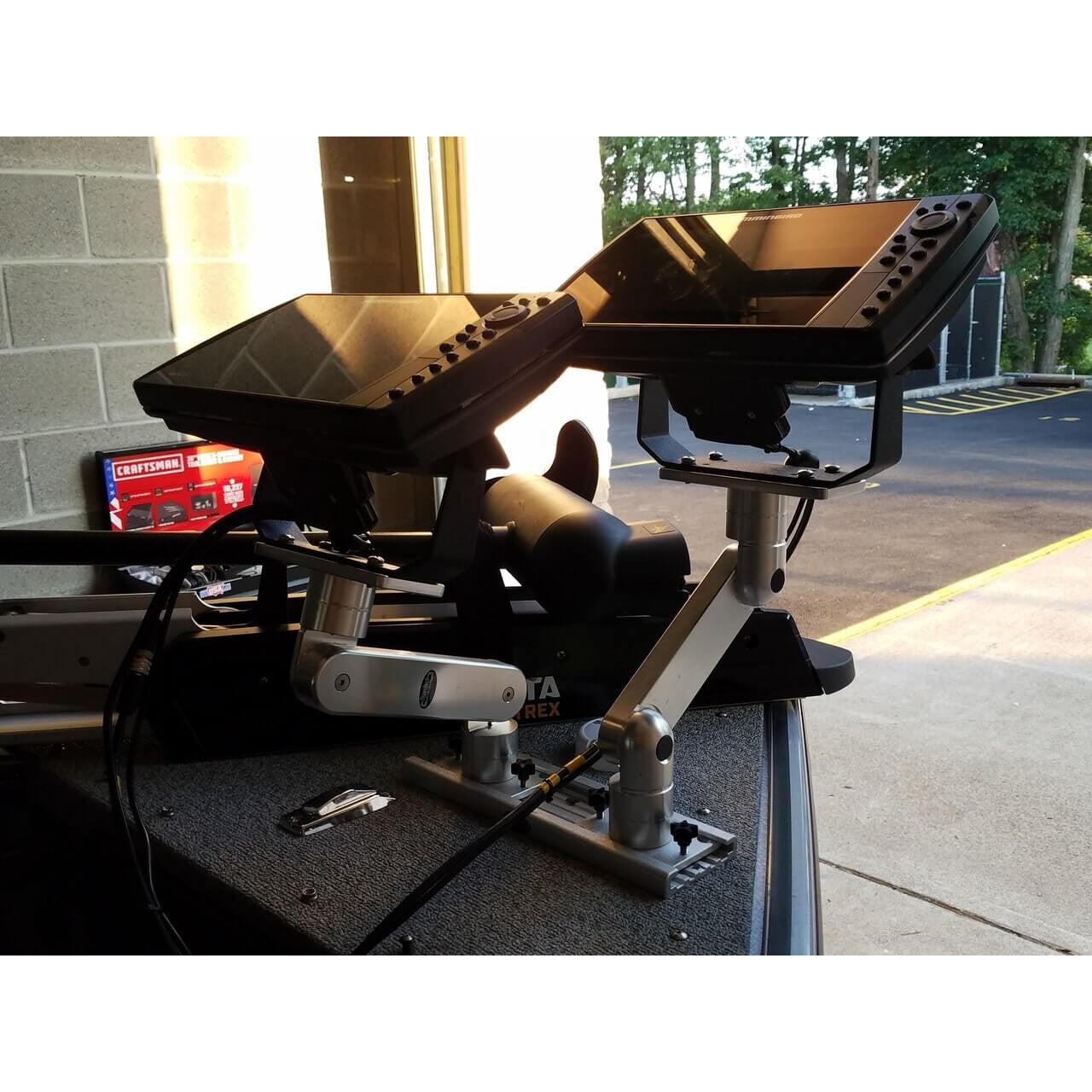 View of boating_accessories Traxstech Dual Pivot Adjustable Electronics Mount available at EZOKO Pike and Musky Shop