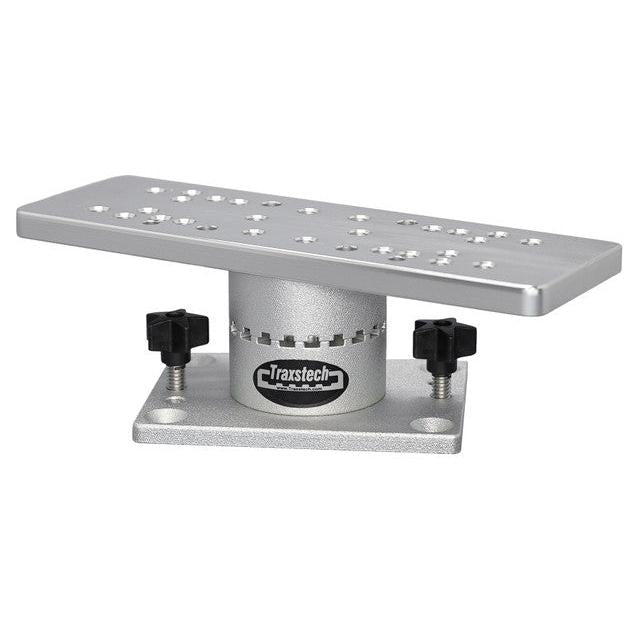 View of boating_accessories Traxstech Low Profile Electronics Mount with Lift and Turn Base available at EZOKO Pike and Musky Shop