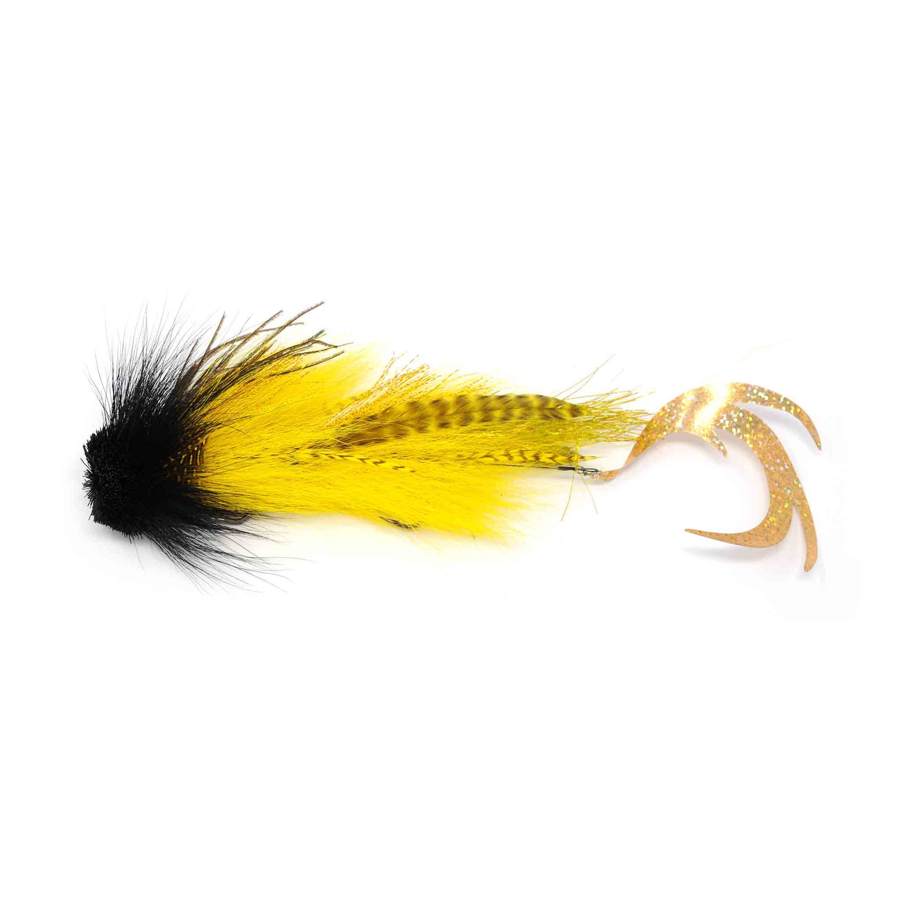 View of Flies Urban Fly Co. Double Dragon Tail Fly Black / Gold available at EZOKO Fishing