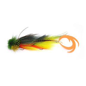 View of Flies Urban Fly Co. Double Dragon Tail Fly Fire Tiger available at EZOKO Fishing