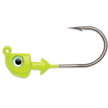 View of VMC Boxer Jig Metallic Chartreuse 1 oz available at EZOKO Pike and Musky Shop