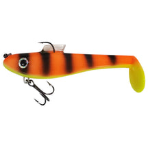 View of Rubber Water Wolf Lures Shadzilla Jr 7'' Blaze Tiger available at EZOKO Pike and Musky Shop