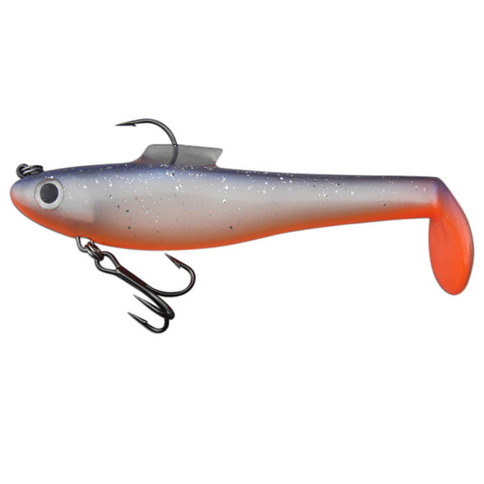 View of Rubber Water Wolf Lures Shadzilla Jr 7'' Hot Cisco available at EZOKO Pike and Musky Shop