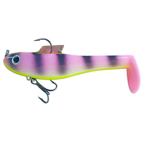 View of Rubber Water Wolf Lures Shadzilla Jr 7'' Pink Panther available at EZOKO Pike and Musky Shop