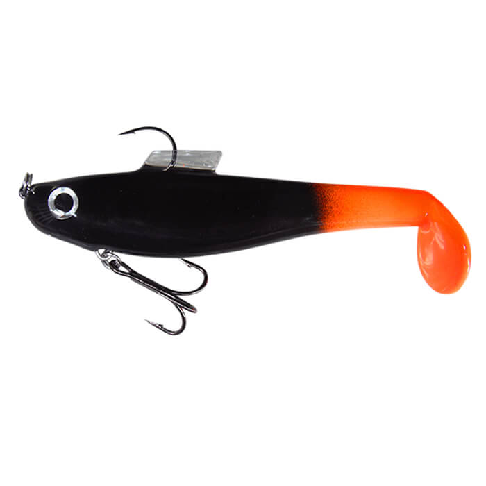 View of Rubber Water Wolf Lures Shadzilla Jr 7'' Tiger Tail available at EZOKO Pike and Musky Shop