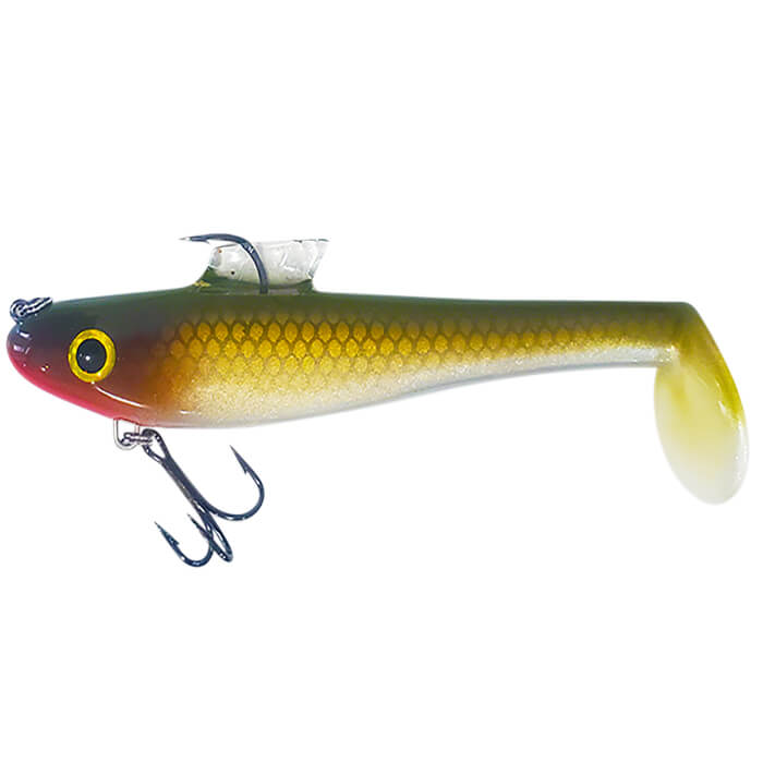 View of Rubber Water Wolf Lures Shadzilla Jr Shallow 7'' Red Horse Sucker available at EZOKO Pike and Musky Shop