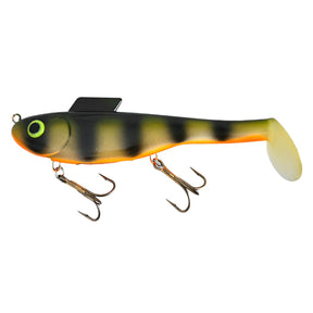 View of Swimbaits Water Wolf Lures Shadzilla Mid SB (Solid Body) 9.5" Swimbait Natural Perch available at EZOKO Pike and Musky Shop
