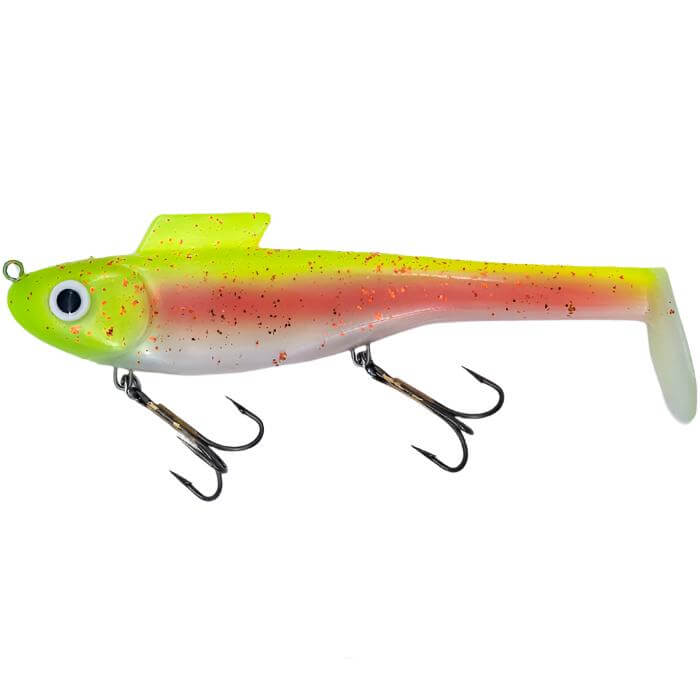 View of Water Wolf Lures Shadzilla Mid SB (Solid Body) 9.5" Swimbait Atomic Trout available at EZOKO Pike and Musky Shop