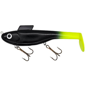 View of Water Wolf Lures Shadzilla Mid SB (Solid Body) 9.5" Swimbait Black Chartreuse available at EZOKO Pike and Musky Shop