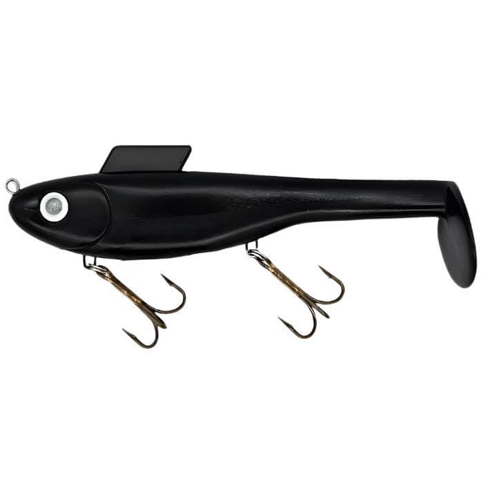 View of Water Wolf Lures Shadzilla Mid SB (Solid Body) 9.5" Swimbait Black Zombie available at EZOKO Pike and Musky Shop