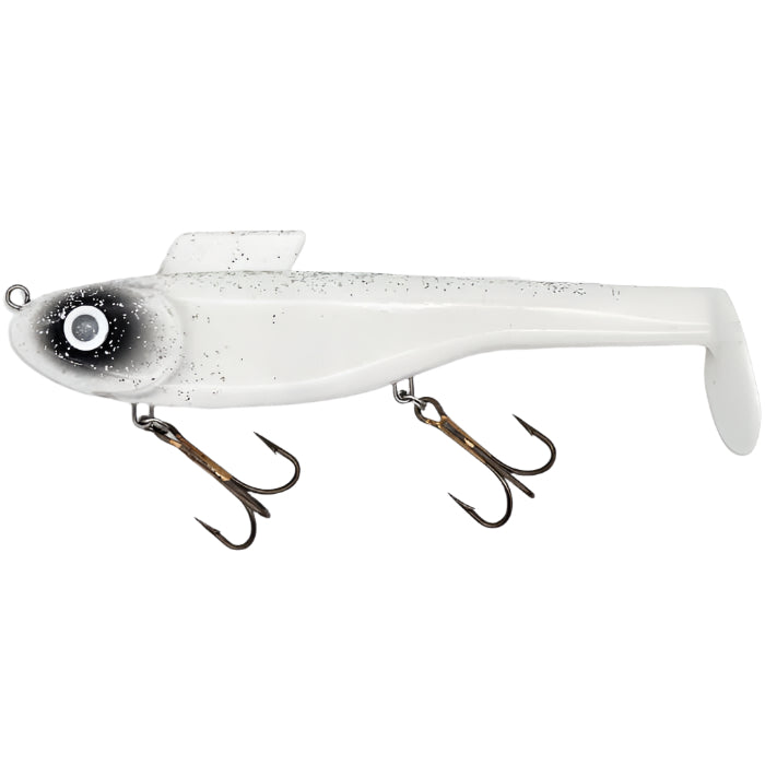 View of Swimbaits Water Wolf Lures Shadzilla Mid SB (Solid Body) 9.5" Swimbait White Zombie available at EZOKO Fishing