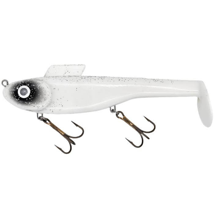 View of Water Wolf Lures Shadzilla Shallow SB (Solid Body) 9.5" Swimbait White Zombie available at EZOKO Pike and Musky Shop