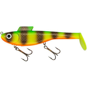 View of Water Wolf Lures Shadzilla Shallow SB (Solid Body) 9.5" Swimbait Electric Perch available at EZOKO Pike and Musky Shop