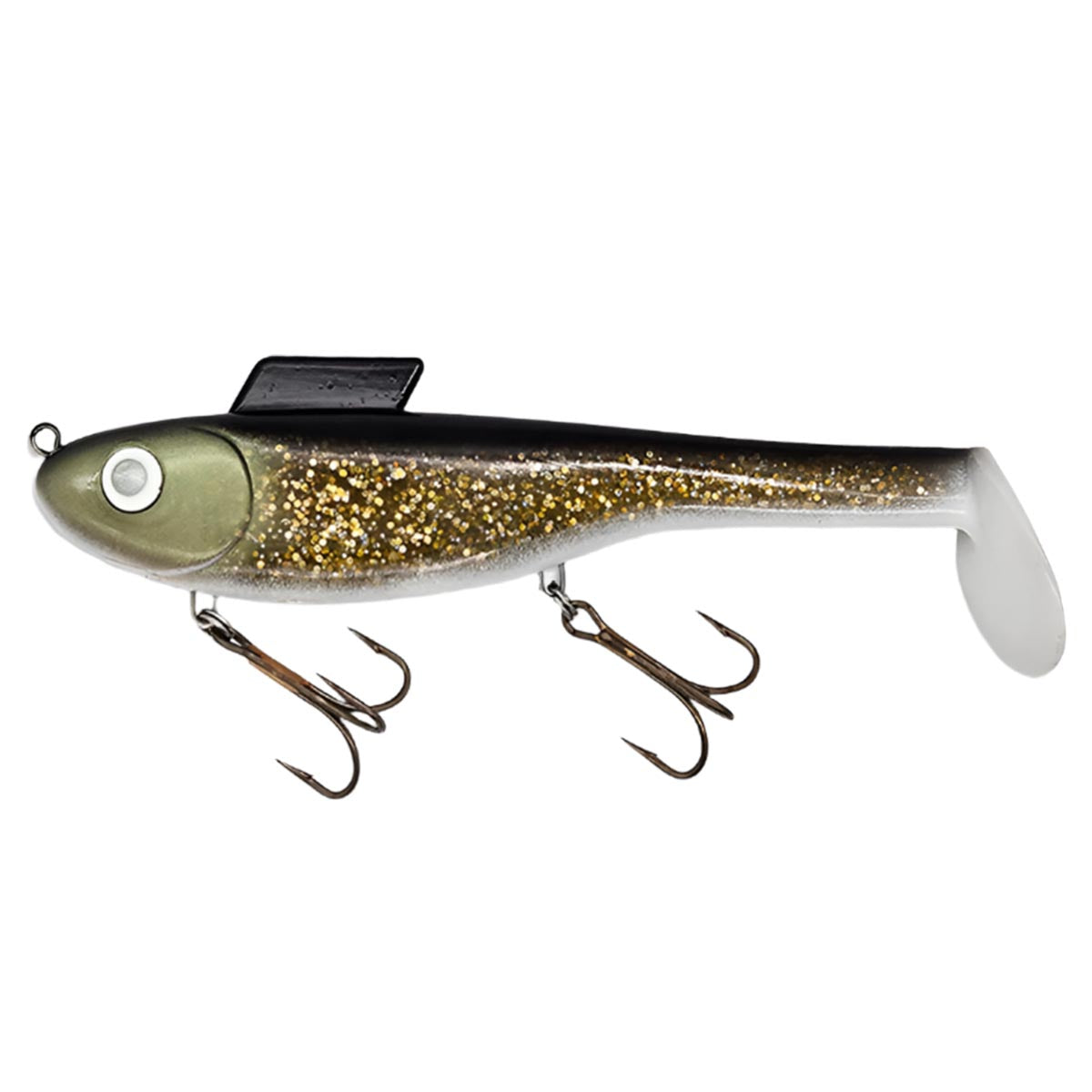View of Swimbaits Water Wolf Lures Shadzilla SRS SB (Solid Body) 9.5" Swimbait Ghost Flash Walleye available at EZOKO Fishing
