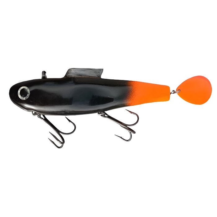 View of Rubber Water Wolf Lures Shadzilla V Tiger Tail available at EZOKO Pike and Musky Shop