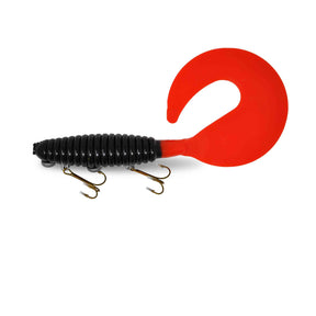 View of Rubber Whale Tail Plastics 14" Black / Orange Tail available at EZOKO Pike and Musky Shop