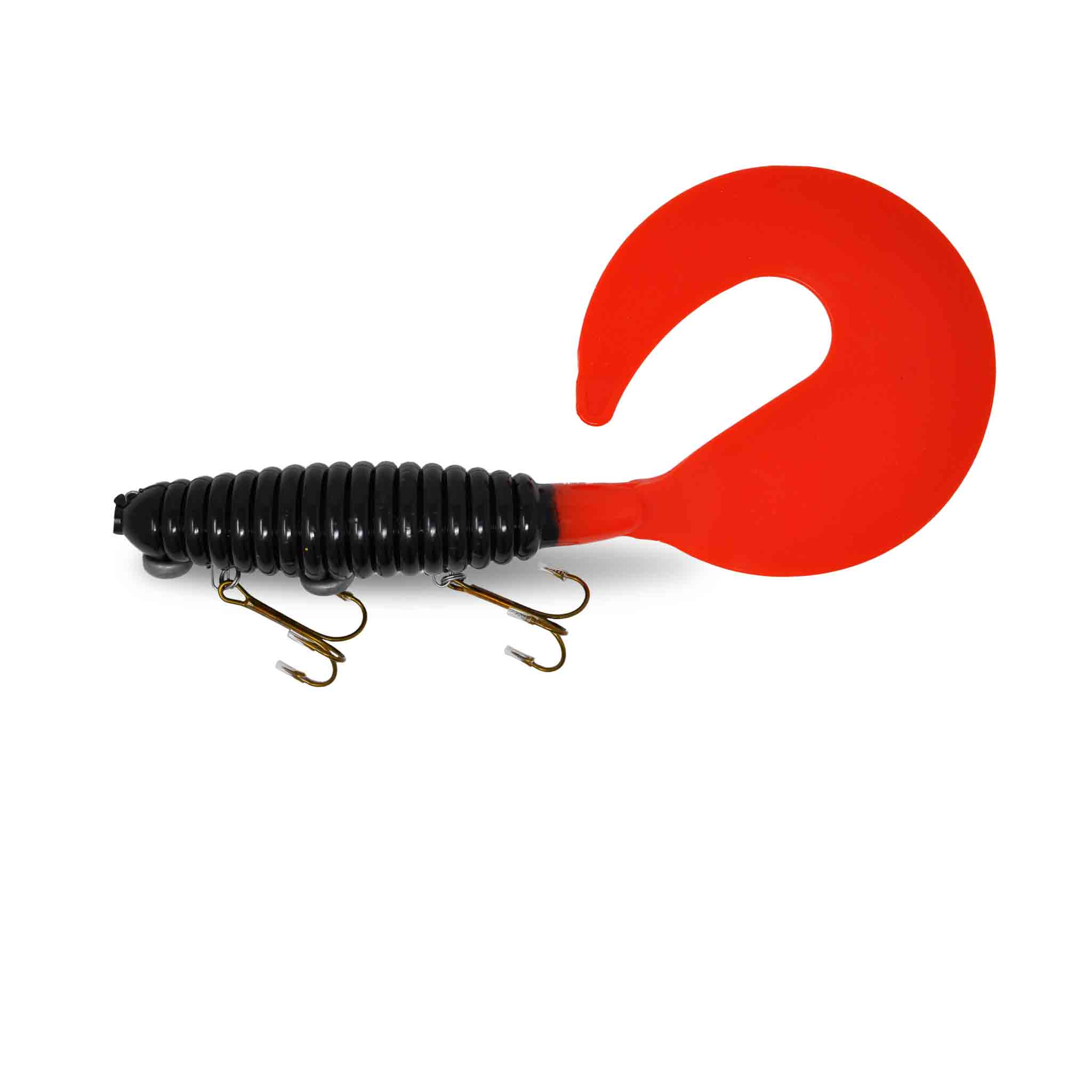 View of Rubber Whale Tail Plastics 14" Black / Orange Tail available at EZOKO Fishing