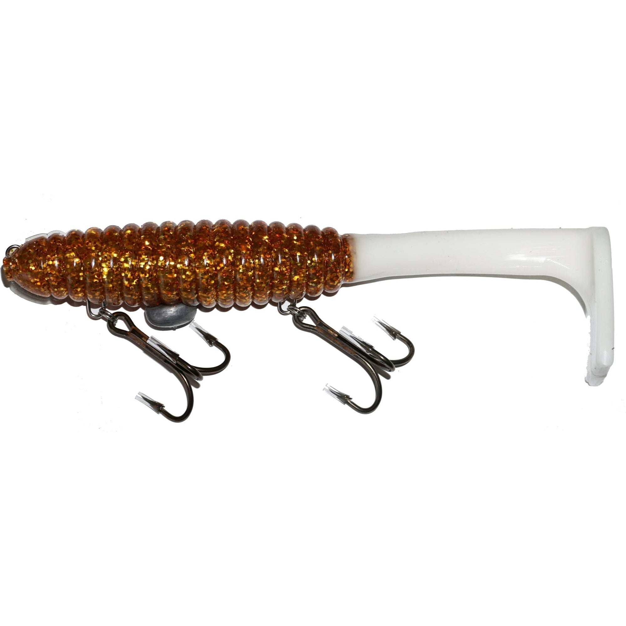 View of Rubber Whale Tail Plastics Phat Tail Walleye / White Tail available at EZOKO Fishing