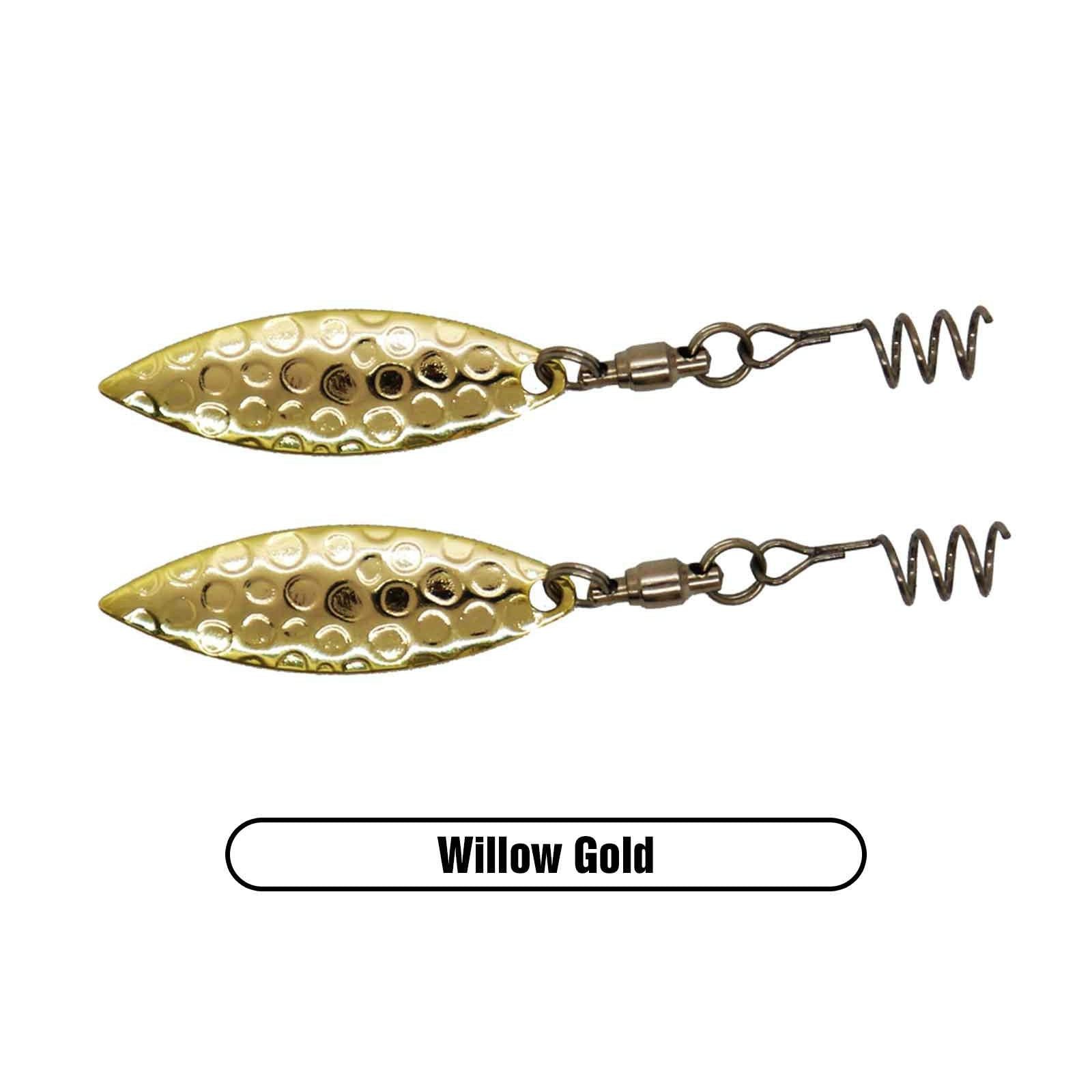 View of X Zone Blade Spin Willow Leaf Gold available at EZOKO Fishing
